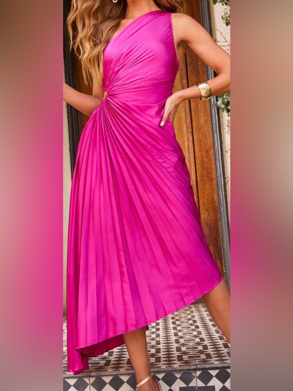 VICI Modern Day Glam One Shoulder Asymmetrical Maxi Dress Size Large